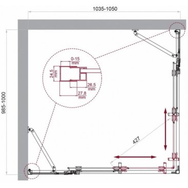 Душевой уголок BelBagno LUCE-AH-22-105/100-C-Cr