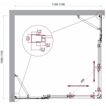 Душевой уголок BelBagno LUCE-AH-22-115/110-C-Cr