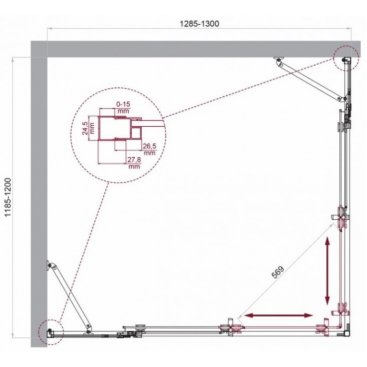 Душевой уголок BelBagno LUCE-AH-22-130/120-C-Cr