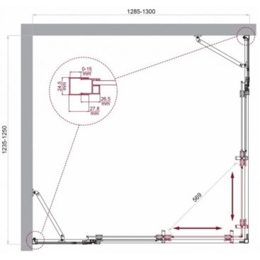 Душевой уголок BelBagno LUCE-AH-22-130/125-C-Cr