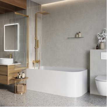 Душевая шторка на ванну BelBagno LUCE-VF-11-90/145-C-ORO