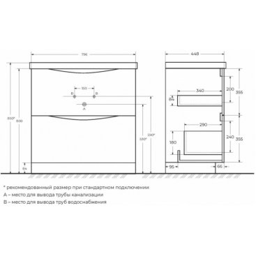 Мебель для ванной BelBagno Marino 80-PIA-BB800/450-LV-ART-AST-NERO Bianco Lucido