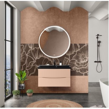 Тумба с раковиной BelBagno Marino 80-BB800/450-LV-ART-AST-NERO Crema Opaco