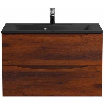 Тумба с раковиной и зеркалом BelBagno Marino 80-BB800/450-LV-ART-PR-NERO Rovere Cillegio