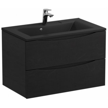 Тумба с раковиной и зеркалом BelBagno Marino 80-BB800/450-LV-ART-PR-NERO Rovere Cioccolato Amaro