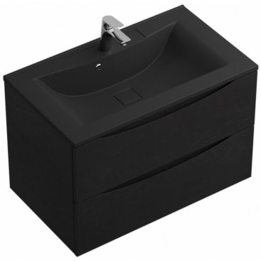 Тумба с раковиной и зеркалом BelBagno Marino 80-BB800/450-LV-ART-PR-NERO Rovere Cioccolato Amaro