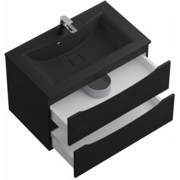 Тумба с раковиной и зеркалом BelBagno Marino 80-BB800/450-LV-ART-PR-NERO Rovere Cioccolato Amaro
