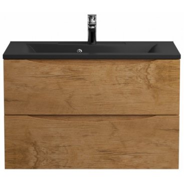 Тумба с раковиной и зеркалом BelBagno Marino 80-BB800/450-LV-ART-PR-NERO Rovere Nature