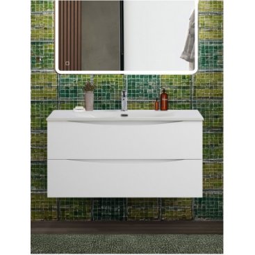 Тумба с раковиной и зеркалом BelBagno Marino-CER-N 100 Bianco Lucido