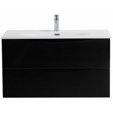 Тумба с раковиной и зеркалом BelBagno Marino-CER-N 100 Nero Lucido