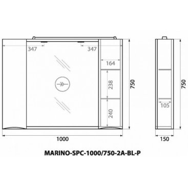 Зеркало со шкафчиком BelBagno Marino 100