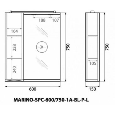 Зеркало со шкафчиком BelBagno Marino 60