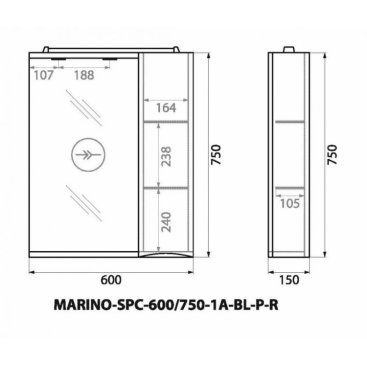 Зеркало со шкафчиком BelBagno Marino 60