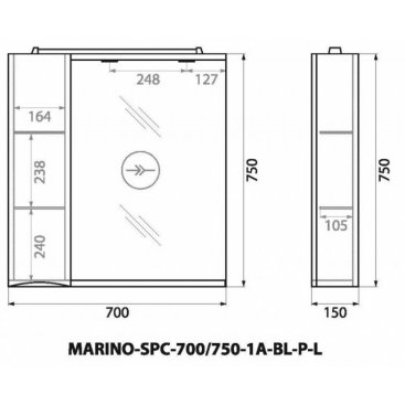 Зеркало со шкафчиком BelBagno Marino 70