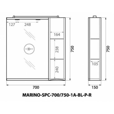 Зеркало со шкафчиком BelBagno Marino 70