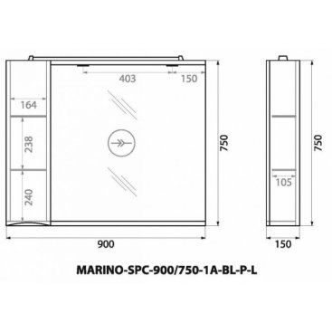 Зеркало со шкафчиком BelBagno Marino 90