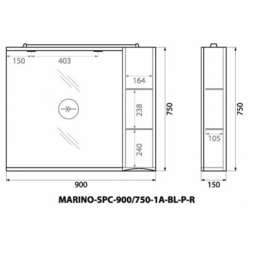 Зеркало со шкафчиком BelBagno Marino 90