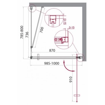 Душевой уголок BelBagno MARMI-AH-1-100/80