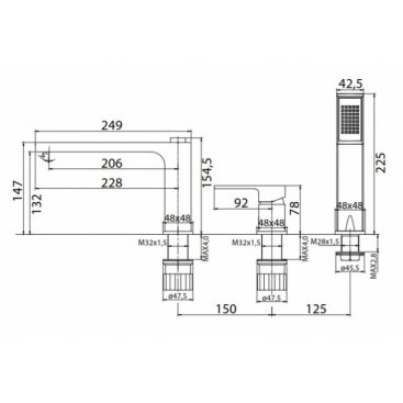 Смеситель на борт ванны BelBagno Romano ROM-BVD-CRM