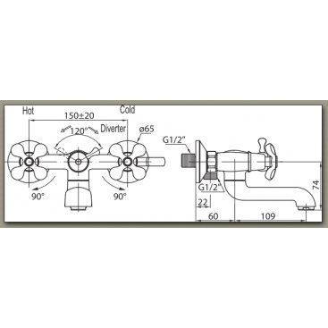 Смеситель для ванны BelBagno Slip SLI-VAS-CRM