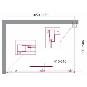 Душевой уголок BelBagno UNIQUE-AH-1-100/115-100-C-Cr