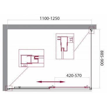 Душевой уголок BelBagno UNIQUE-AH-1-110/125-90-C-Cr