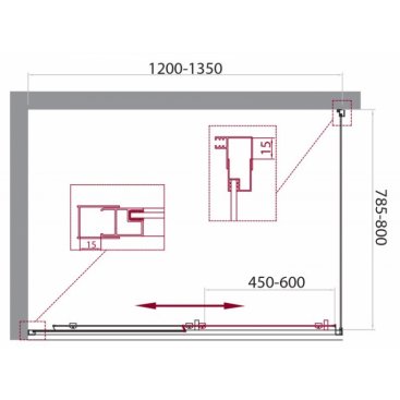 Душевой уголок BelBagno UNIQUE-AH-1-120/135-80-C-Cr