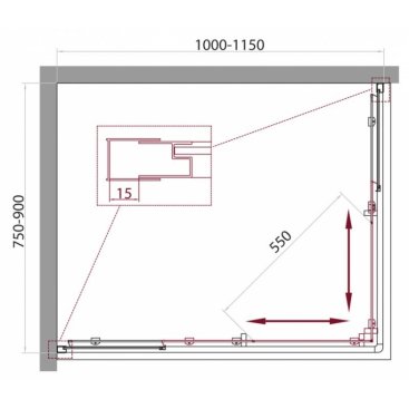 Душевой уголок BelBagno UNIQUE-AH-2-100/115-75/90-C-Cr