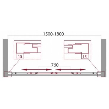 Душевая шторка на ванну BelBagno UNIQUE-VF-2-150/180-140-C-Cr