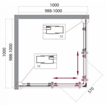 Душевой уголок BelBagno UNO-195-A-2-100-C-Cr