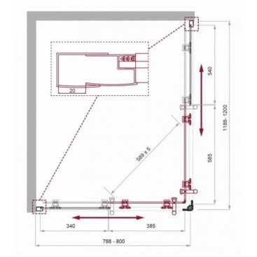 Душевой уголок BelBagno UNO-195-AH-2-120/80-C-Cr