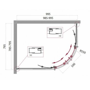 Душевой уголок BelBagno UNO-195-RH-2-100/80