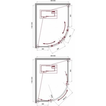 Душевой уголок BelBagno UNO-195-RH-2-120/90