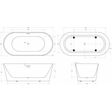 Ванна BelBagno BB416 170x80