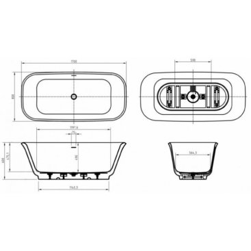 Ванна BelBagno Duet BB702 170x80 см отдельностоящая с монолитным экраном