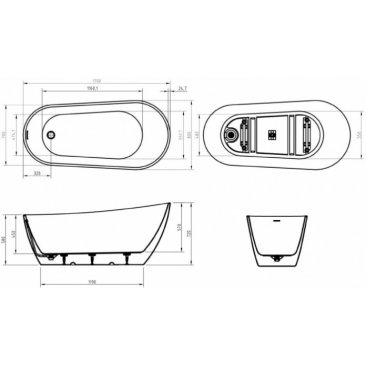 Ванна BelBagno BB704 170x80 ,отдельностоящая с монолитным экраном