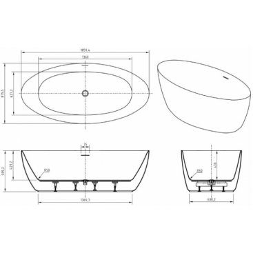 Ванна BelBagno BB707 186x88 см отдельностоящая с монолитным экраном 