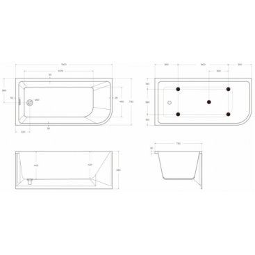 Ванна BelBagno BB712 150x73 см, лев, 229 литров