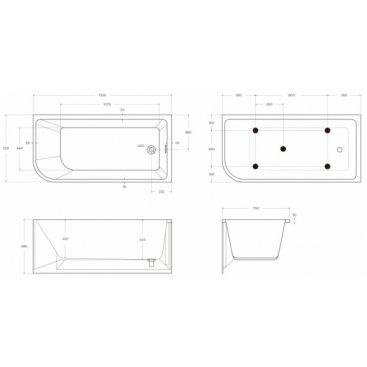 Ванна BelBagno BB712 150x73 см, прав, 229 литров
