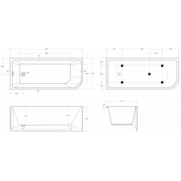 Ванна BelBagno BB712 170x73 см в левый угол