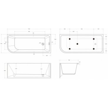 Ванна акриловая пристенная BelBagno BB712 170x73 см,
