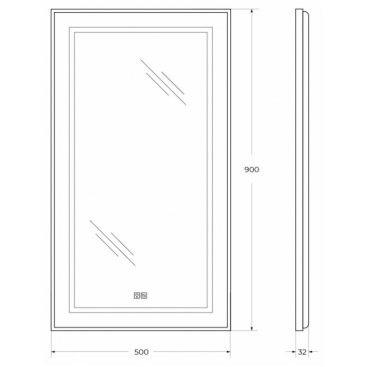 Зеркало BelBagno SPC-KRAFT-500-900-LED-TCH-WARM-NERO