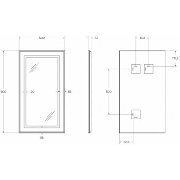 Зеркало BelBagno SPC-KRAFT-500-900-SENS-NERO