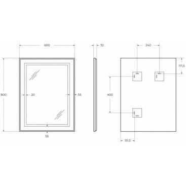 Зеркало BelBagno SPC-KRAFT-600-800-SENS-AL