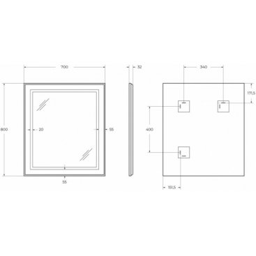 Зеркало BelBagno SPC-KRAFT-700-800-SENS-AL