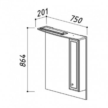 Зеркало со шкафчиком Белюкс Адажио В 80 Ш левостороннее белое