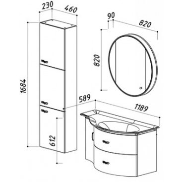 Мебель для ванной Белюкс Версаль 110П-8 бежевая правосторонняя