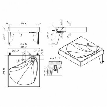 Раковина на стиральную машину Белюкс VR Vortex 60x60 SET