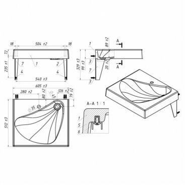 Раковина на стиральную машину Белюкс VR Vortex 60x50 SET