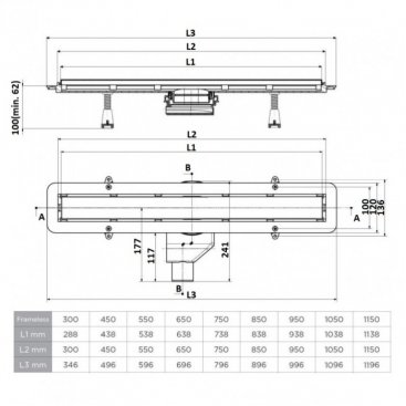 Душевой лоток Bettoserb Confluo Frameless Line 300 Gold 13701219 золото